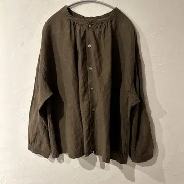 nest robe 네스트로브 린넨 밴드 카라 와이드 셔츠 F 브라운