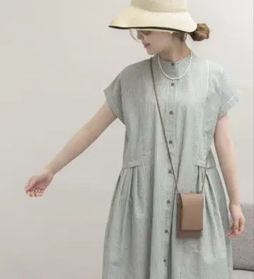 URBAN RESEARCH lab 시어서커 허리 턱 셔츠 원피스