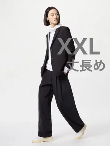 유니클로 울트라 스트레치 액티브 와이드 팬츠 긴 길이 블랙 2XL