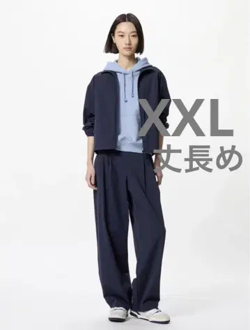 유니클로 울트라 스트레치 액티브 와이드 팬츠 긴 길이 네이비 2XL