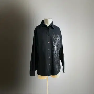 '이탈리아제 빈티지 유럽 셔츠 스팽글 블랙 L 빈티지