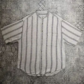 여름에 빛나는 밴드 카라 냉감 스트라이프 셔츠 L~XL