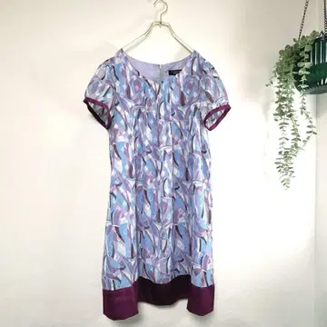 TALBOTS 탈봇 원피스 올 패턴 연보라 XL 12 반팔 [J4]