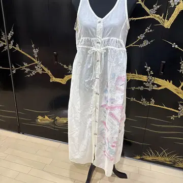 화이트 슬리브리스 롱 원피스 기장 113cm
