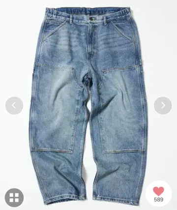노티카 워시드 더블니 데님 팬츠