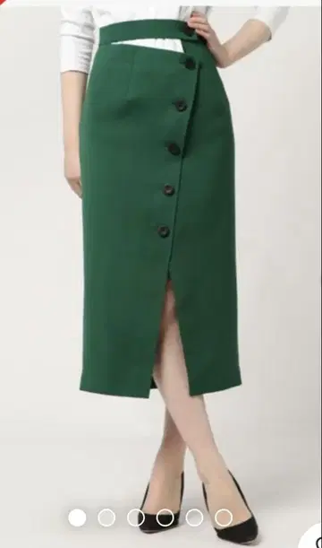 새상품급 르쉘 블루 버튼 타이트 스커트 36 그린