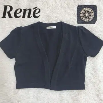 새상품급 Rene 르네 반팔 니트 볼레로 크롭 겉옷 블랙 면 고급 가디건