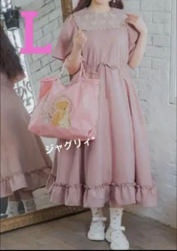 시마무라 아오키 미사코 레이스 세일러 원피스 핑크 L