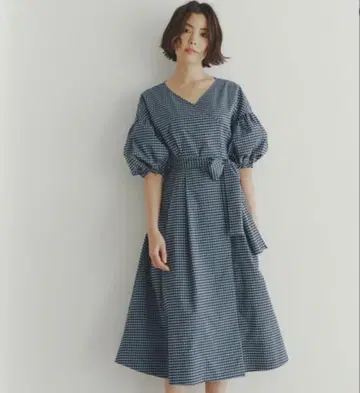 체크 타프타 원피스