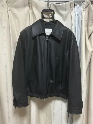 요크 가죽 지퍼 블루종