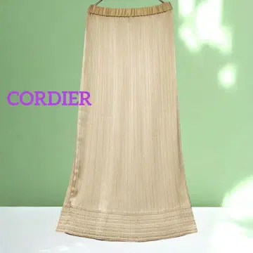 CORDIER 코르디아 롱 스커트 플리츠 가공 베이지