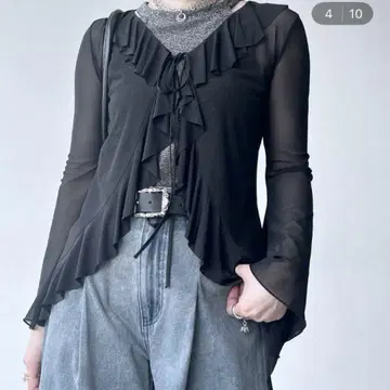 HARE 프릴 시어 가디건