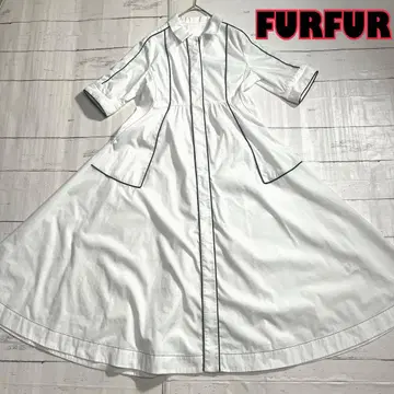 FURFUR 셔츠 원피스 파이핑 비익 버튼 A 라인 플레어