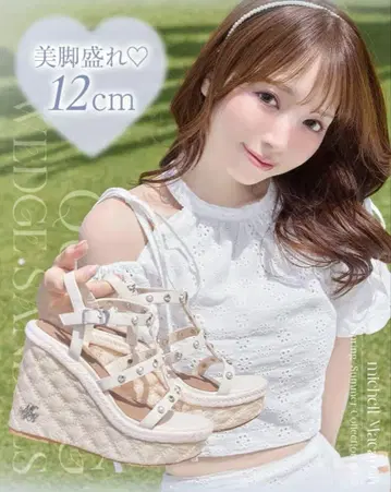 michell 마카롱 퀼팅 웨지 샌들 24.5cm L