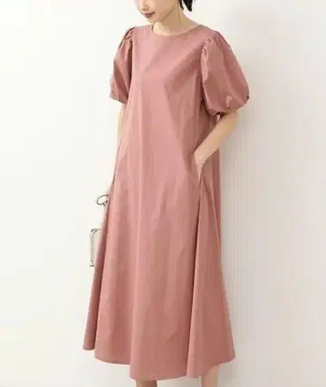 내추럴 뷰티 베이직 퍼프 슬리브 롱 셔츠 원피스 맥시 SM