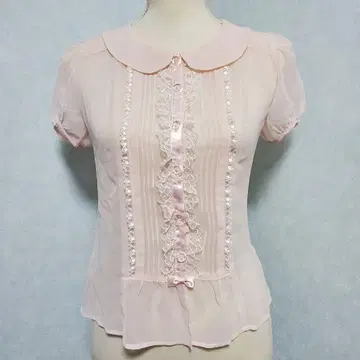Emily Temple Cute 조젯 블라우스 반팔 핑크