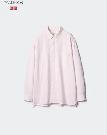 유니클로 JW ANDERSON 옥스퍼드 오버 사이즈 셔츠 핑크 M