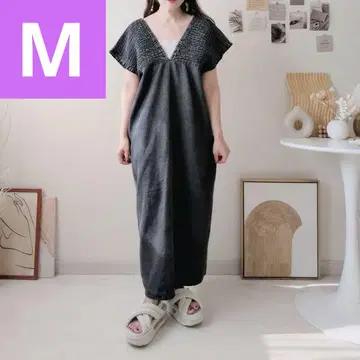 시마무라 데님 셔링 원피스 블랙 M 사이즈