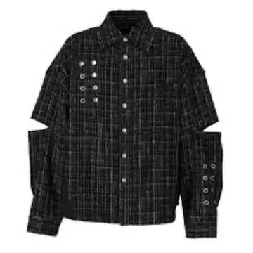 GIDEAL. 트위드 레이스업 셔츠 BLK/3
