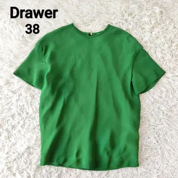 Drawer 드로어 실크 백 지퍼 크루넥 블라우스
