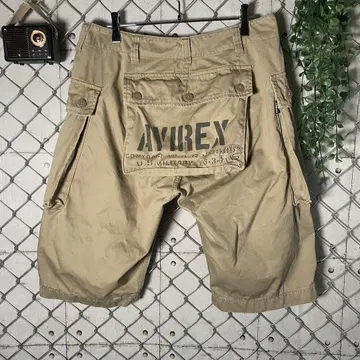 아비렉스 카고 하프 팬츠 백 포켓 스텐실 로고 W82cm