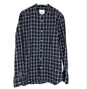 still by hand 체크 밴드 카라 셔츠 네이비 48