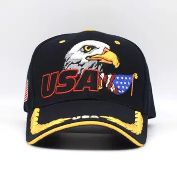 USA 이글 미국 국기 성조기 자수 캡 구제 의류 블랙