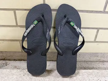 Havaianas 블랙 비치 샌들 브라질 국기