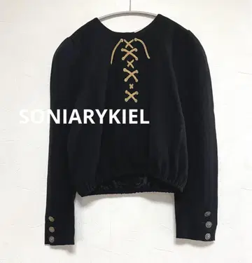 소니아 리키엘 SONIARYKIEL 블라우스 블랙 끈 패턴 여성용 M
