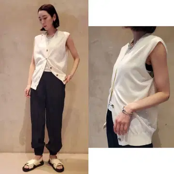 정가 27500엔 UNITED ARROWS 고급 코튼 소재 니트 베스트