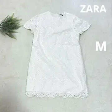 새상품급 ZARA 화이트 컷워크 자수 레이스 원피스 M