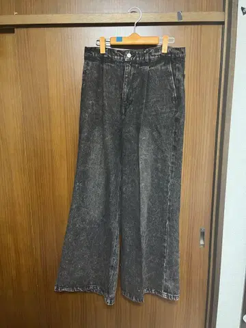 브라운 데님 플레어 팬츠 페이드 가공