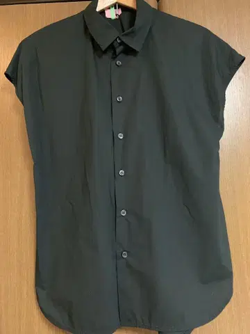SINMEI 블랙 프렌치 슬리브 셔츠