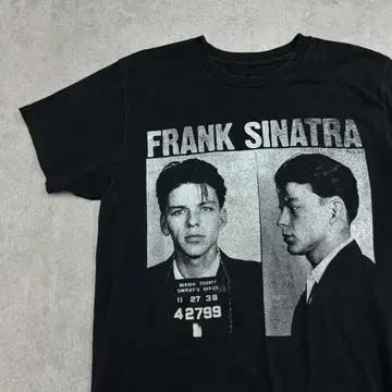 프랭크 시나트라 그래픽 반팔 티셔츠 구제 의류 블랙 M