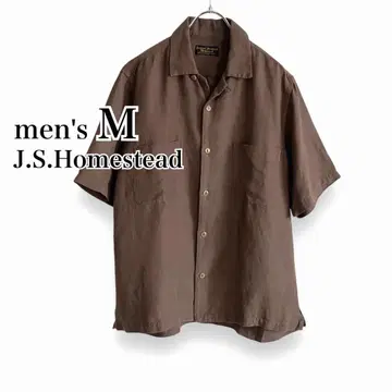 J.S HOMESTEAD 오픈 카라 셔츠 오픈 카라 반팔 셔츠 브라운