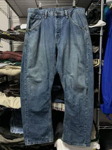 90s VOLCOM 스트릿 입체 재단 배기 데님 다크 네이비 부츠 컷
