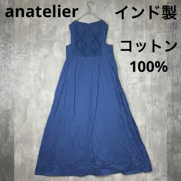 anatelier 코튼 레이스 슬리브리스 원피스 롱 블루 여름