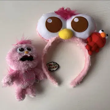 USJ 세서미 스트릿 모피 머리띠 봉제 인형 배지 2개 세트