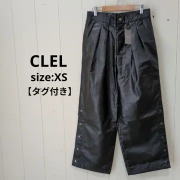 CLEL 멀티 실루엣 루즈 사이드 버튼 팬츠 블랙 가죽 XS