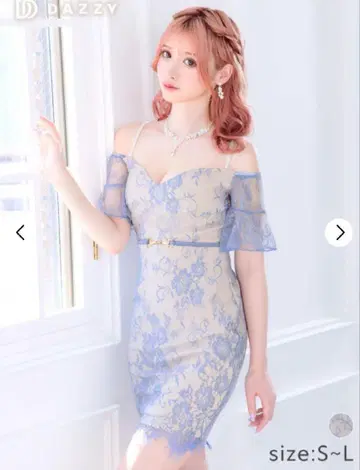 오프숄더 레이스 미니 드레스 S