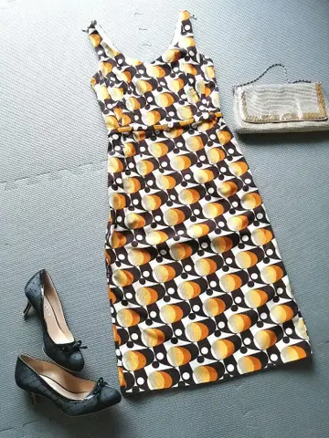 기하학 패턴 슬리브리스 롱 원피스 휴고보스