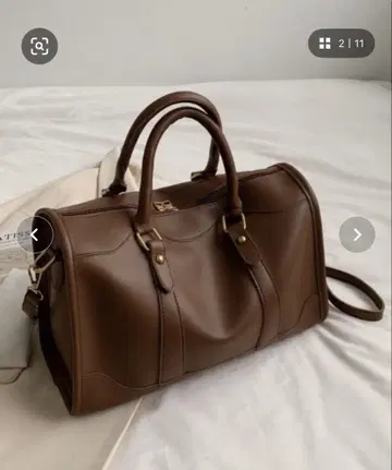 브라운 보스턴 백 합성 피혁