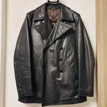 폴스미스 블랙 가죽 코트 더블 브레스트