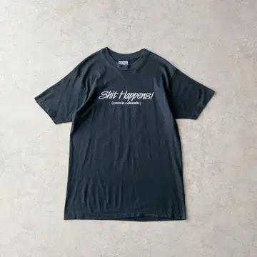 80s USA제 Hanes 메시지 티셔츠 아트 T 블랙 빈티지