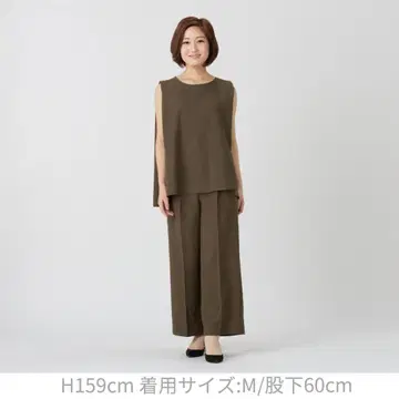 CARRIERE 린넨 슬리브리스 & 와이드 팬츠 세트