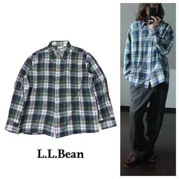 L.L.Bean 빈티지 코튼 플란넬 셔츠 체크 무늬