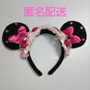 디즈니 리조트 머리띠 미니 장미 레이스 리본 [중고]