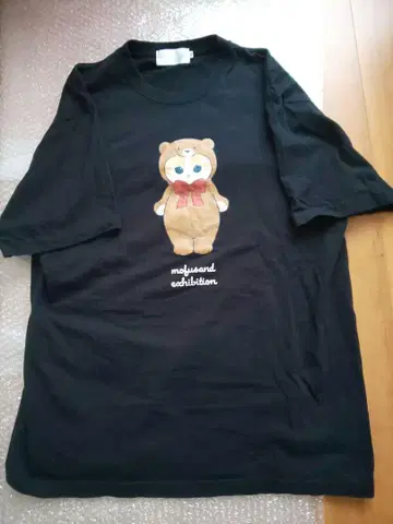 모후 샌드 전 mofusand 곰 냥 티셔츠 XL 블랙 블랙 남녀 공용