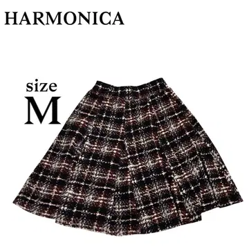 P2345 하모니카 [M] 스커트 무릎 기장 플레어 안감 부착 허리밴딩