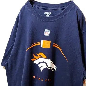 리복 NFL 덴버 브롱코스 로고 티셔츠 네이비 컬러 XL 구제 의류